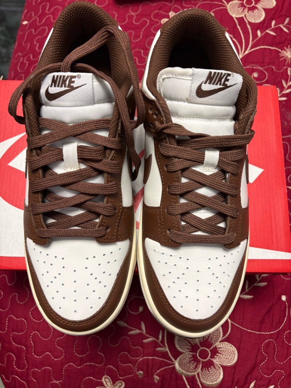 Nike Brown and White Low-Top Sneakers
